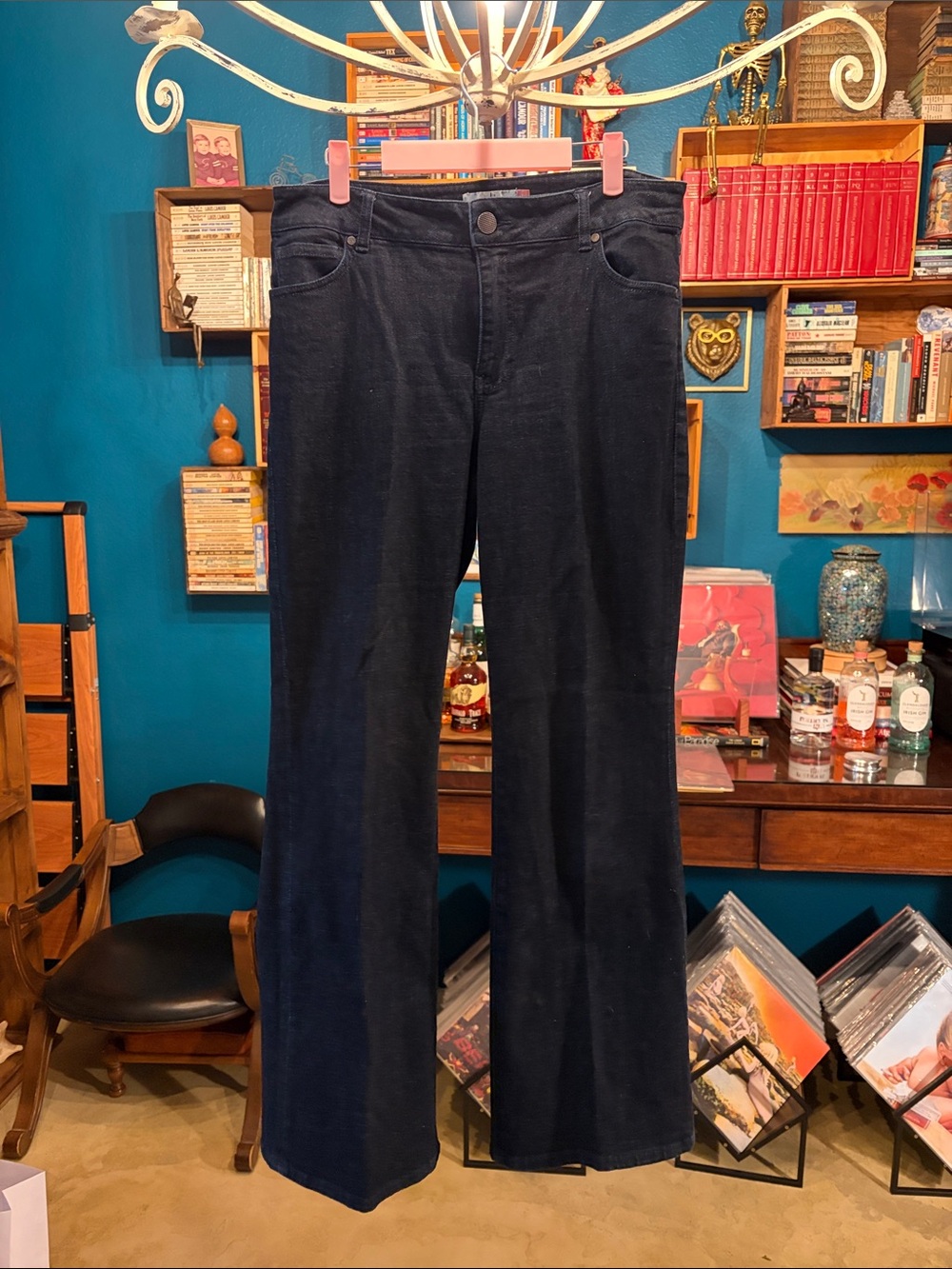 CAbi (#5691R) Trouser Jean Dark Blue Wide Flare Leg